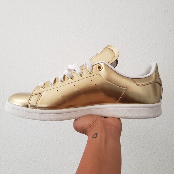🚫SOLD🚫 adidas men's stan smith sneaker shoes gold metallic - Picture 4 of 16